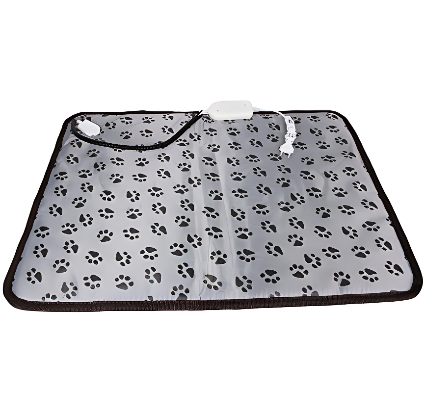 Pet car seat cover with paw print pattern on a white background